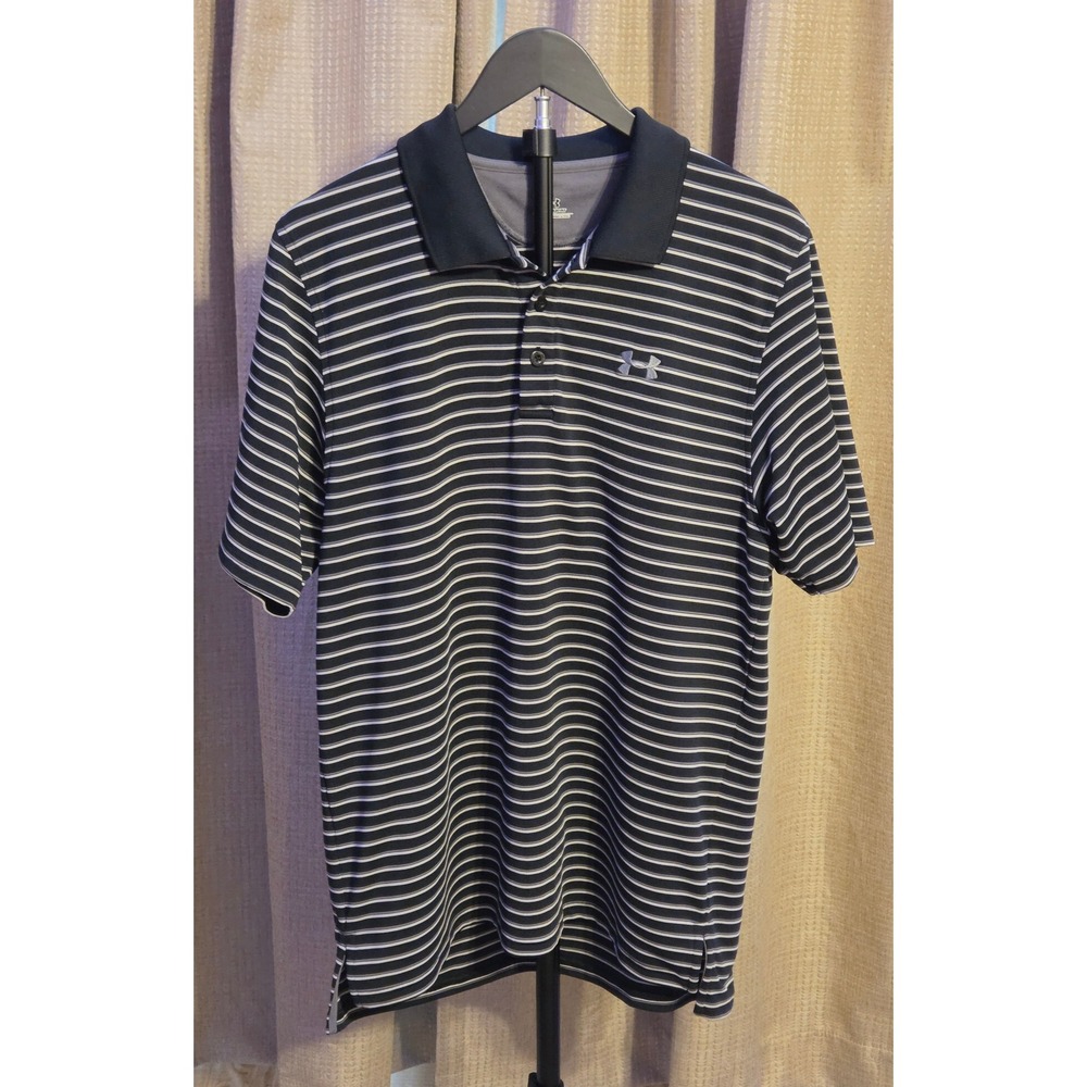 Under Armour HeatGear Striped Short Sleeve Polo Shirt‎ Mens Size Large